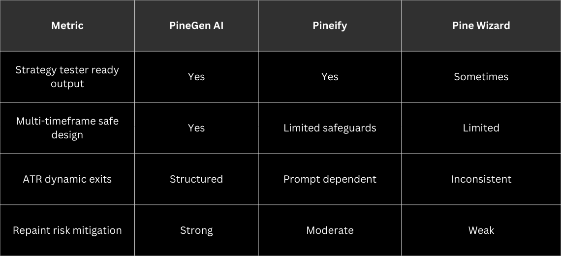 Pine Script AI Code Generators comparison in 2026